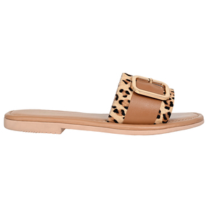 Sandalias Planas de Cuero con Estampado de Leopardo y Hebilla Dorada, Sandalias Abiertas de Verano para Mujer, OEM - Product Image 3
