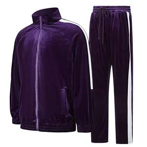 Survêtement en velours pour homme, veste athlétique à fermeture éclair intégrale, pantalon assorti, vêtements de sport d'hiver - Product Image 4