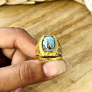 Dernier design : Bague gothique turquoise en laiton pour femme, plaquée or 18 carats, sertie clos, filigrane, style statement, design unique - Product Image 3