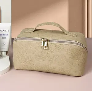 Tas Makeup pola perlengkapan mandi, tahan air kapasitas besar tas kosmetik dan perlengkapan mandi perawatan kulit