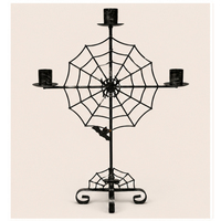 Candelabro de Metal Negro con Diseño de Telaraña para Halloween y Navidad, Portavelas para Velas de Té, Ecológico, Hecho a Mano, para Fiestas de Casas Encantadas