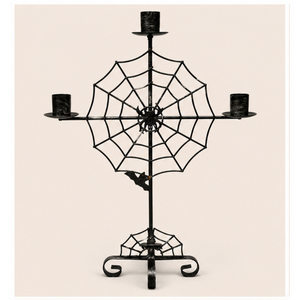 Support de bougie chauffe-plat en métal noir en forme de toile d'araignée pour Halloween et Noël, écologique et fait main, idéal pour les fêtes d'ambiance maison hantée - Product Image 3