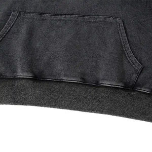 Custom Washed <b>Black</b> Pullover Hoodie <b>Mens</b> Vintage Acid Wash Oversized Hooded Sweatshirt Cotton Blend Streetwear Blank Hoodie OEM - Product Image 6