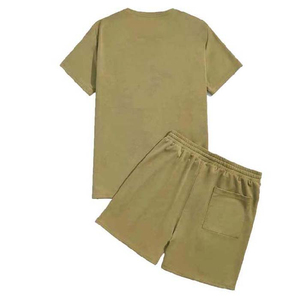 Conjunto de Camiseta y Pantalones Cortos para Hombre, Talla Grande, Color Sólido, con Logotipo Personalizado de Alta Calidad, Transpirable, Ligero y de Secado Rápido para Verano - Product Image 4