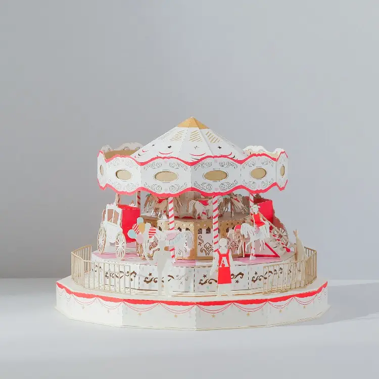 [4R] Creative Carousel Dollhouse Miniature DIY Paper Model Gifts