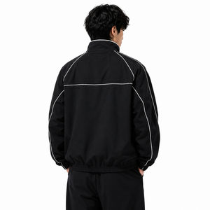 Ensemble de survêtement coupe-vent léger en nylon personnalisé pour homme, ensembles de jogging en polyester, vestes et pantalons de jogging réfléchissants à fermeture éclair pour homme - Product Image 3