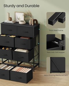 ตู้ลิ้นชักผ้าสีดำสุดหรู 8 ช่อง สำหรับเฟอร์นิเจอร์ห้องนอน - Product Image 3