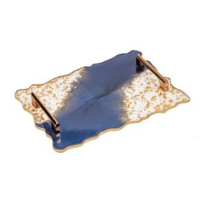 Novedad 2026: Bandejas de Servicio y Almacenamiento de Resina Epoxi con Asas Metálicas para Té, Café y Desayuno – Plato Moderno de Lujo para Decoración de Mesa - Product Image 2