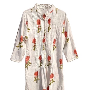 Robe mi-longue en coton indien tissé, imprimée à la main, écologique - Product Image 1
