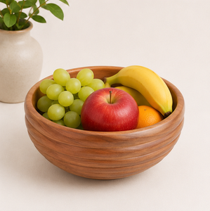 Handmade Eco-Friendly Acacia Wooden Salad <b>Bowl</b> Modern Ridged Design Serving <b>Bowl</b> for Fruit & <b>Snacks</b> Kitchen Tableware Decor - Product Image 4