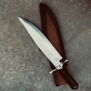 Couteau Bowie à pointe clip faite à la main par Edge Master Manufacture, lame en acier au carbone, manche en bois, étui en cuir, 15 pouces, DIY/Industriel - Product Image 5