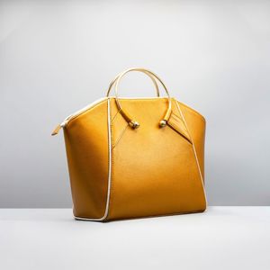 Bolso de Mano de Diseño en Cuero Genuino Hecho a Mano, con Cierre de Cremallera, Suave, Impermeable, con Dos Correas, Capacidad de 1L, Tipo Cubo, para Mujer - Product Image 2