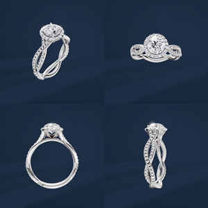 Anillo de Compromiso de Diamantes de Platino para Mujer, Corte Brillante Redondo con Halo y Diamantes Laterales, Certificado IGI, Estilo Clásico - Product Image 6
