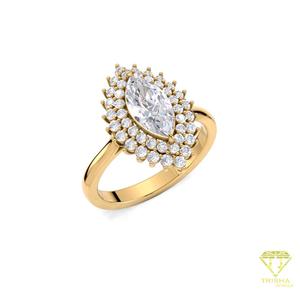 แหวนหมั้นเพชรโมอิสซาไนต์ทรงมาร์คีส์ ประดับด้วยวงแหวนสองวง ทองคำขาว 14K สไตล์วินเทจ แหวนแต่งงานสุดหรูสำหรับผู้หญิง - Product Image 2
