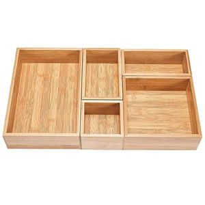 Bamboo Storage Drawer Organizer Set Kitchen Cabinet Cut Space Saving Modern Home Kitchen Cabinet <b>Insert</b> Drawer Storage Solution - Product Image 1