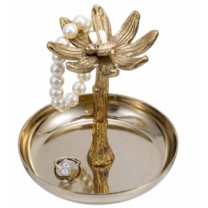 New Arrival Palm Tree <b>Ring</b> Holder Jewelry <b>Dish</b> Trinket Decorative Metal Tray for Dresser Christmas Birthday Wedding Gifts - Product Image 3