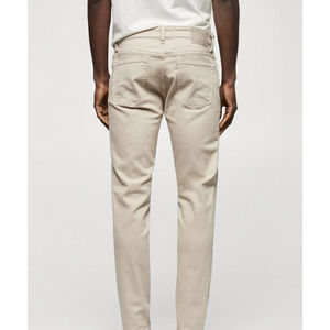 Jean slim en denim tissé délavé de qualité supérieure pour homme, 100 % coton, taille haute, coupe ajustée extensible - Product Image 5