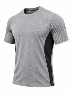 Camiseta de Manga Raglán para Hombre, Color Gris y Negro, Cuello Redondo, Corte Regular, Secado Rápido, Transpirable, Tejido de Punto Jersey, Informal, 180g - Product Image 1