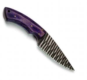 Couteau de cuisine artisanal en acier Damas forgé, manche en bois de Pakka violet, pour trancher la viande - Product Image 2