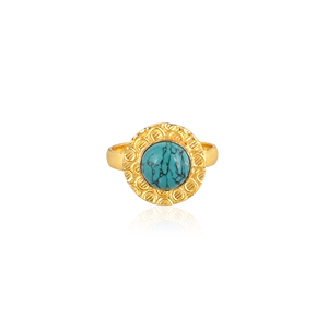 Natural Synthetic <b>Turquoise</b> Gemstone <b>Ring</b> Handmade Stylish Brass Jewelry for Women - Product Image 1