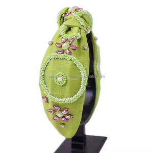 Diadema de Algodón Personalizada con Cuentas y Bordado de Tigres, Hecha a Mano, Accesorio de Moda para el Cabello, Ideal para Cumpleaños, Espíritu Universitario, Unisex, 14CM, Venta al por Mayor - Product Image 3