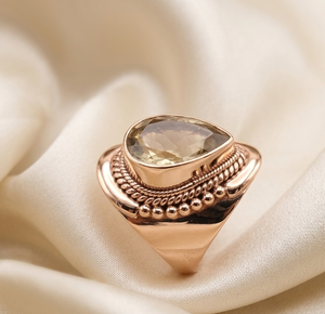 Natural Citrine <b>Ring</b> 925 Sterling <b>Silver</b> <b>Statement</b> <b>Ring</b> Pear Cut Gemstone <b>Ring</b> Yellow Gold Rose Gold Plated Jewelry for Men - Product Image 5