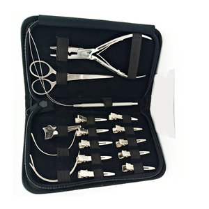 Kit d'extensions capillaires professionnelles de haute qualité et durables de type C, avec micro-anneaux en acier inoxydable, applicateur, pinces et outils de sectionnement - Product Image 3