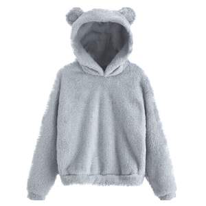 Sweat à capuche personnalisé grande taille pour femme, en polyester-coton épais, anti-plis, motif ours en peluche, style streetwear - Product Image 1