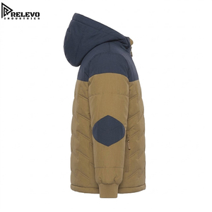 High Quality Premium OEM <b>Men</b> <b>Navy</b> and Khaki Hooded Puffer <b>Jacket</b>, Warm Winter <b>Quilted</b> <b>Jacket</b> with Full Zip - Product Image 3