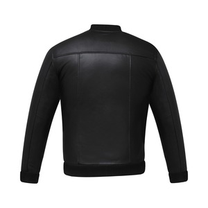 เสื้อแจ็คเก็ตบอมเบอร์หนัง PU สีดำสำหรับผู้ชาย  แบบย้อมสีทั้งตัว เป็นมิตรต่อสิ่งแวดล้อม  คอเต่า  ปิดด้วยซิป  สไตล์นักขี่มอเตอร์ไซค์  ทรงปกติ  สำหรับใส่ในฤดูหนาว - Product Image 3