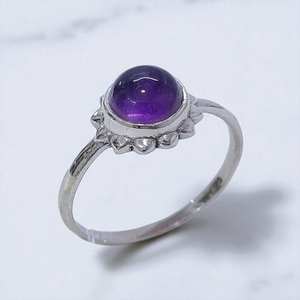 แหวนเงินแท้ 925 เครื่องประดับหรูหรา แหวนเงินประดับพลอยอเมทิสต์ธรรมชาติและลาบราโดไรต์ - Product Image 3