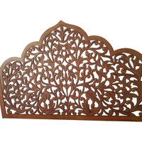 Tête de lit artisanale Smart Art en bois sculpté, motif feuille de Texas, peinte en marron, éclairée et réglable en hauteur, pour lit Queen Size