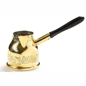 Cafetera Turca Clásica de Cobre Grabada a Mano/Ibrik con Mango de Madera, Cezve Premium, Calentador y Preparador de Café Turco de Cobre Sólido Grabado - Product Image 1