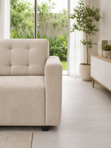 Emerald Modern Square Two-Seater Ivory <b>Sofa</b> with Padded Backrest Eco-Friendly Custom Fabric <b>for</b> Apartment & Hotel Use - Product Image 2
