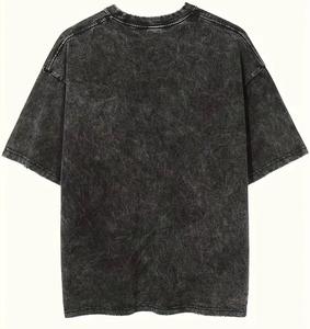 เสื้อยืดโอเวอร์ไซส์แบบฟอกสี 100% ผ้าฝ้าย วินเทจ ลุคสตรีทแวร์ คอกลม แขนสั้น สำหรับผู้ชาย เสื้อฟอกสี - Product Image 2