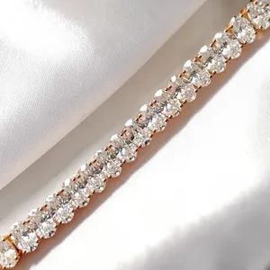 Exclusiva Pulsera de Diamantes TISHYA DIAMOND Vintage de Corte Redondo en Oro Rosa de 14k, Diamantes Cultivados en Laboratorio E F VVS de 14 Quilates con Certificación IGI - Product Image 3