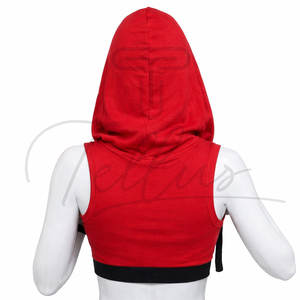 Nouveau style tendance, sweat à capuche court respirant pour femme, couleur unie personnalisable, décontracté, en polyester/coton - Product Image 3