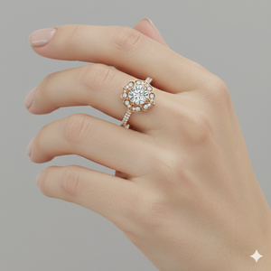 Bague de fiançailles avec halo de diamants en forme de larme - Product Image 5