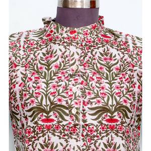 Túnica de Playa Moderna Vintage para Mujer, con Estampado Floral, Cuello Redondo, Manga Corta Abullonada, Casual, Modesta, Lavable, 100% - Product Image 3