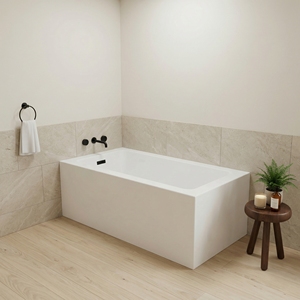 Bañera de Esquina Acrílica FW-C-6032R22 - Bañera Moderna de Dos Paredes que Ahorra Espacio para Uso en Baños, Hoteles y Apartamentos - Product Image 6