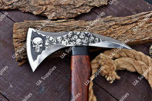 Industrial Carbon Steel Viking Skull <b>Axe</b> Forged Rosewood Handle Leather Grip Outdoor <b>Camping</b> Hunting Wood Splitting OEM ODM - Product Image 5