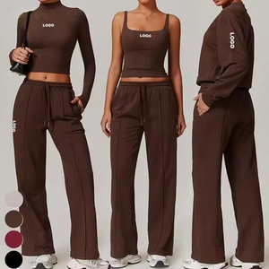 Ensemble de yoga 2 pièces OEM à séchage rapide, respirant, en dentelle, antichoc, sans couture, longueur intégrale, avec short taille haute et cordon de serrage - Product Image 4