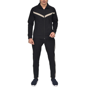 <b>Men's</b> Navy Blue Tracksuit Full Zip Jacket And <b>Jogger</b> Pants Set With <b>White</b> Stripes Side Pockets Casual Autumn Wear - Product Image 4
