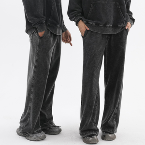 Nouveau pantalon de jogging ample Nesta Sports vintage délavé à l'acide, en coton, avec cordon de serrage, taille élastique et poches latérales, coupe décontractée - Product Image 1