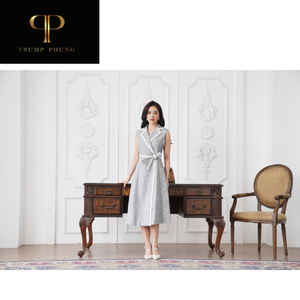 Elegante vestido ceñido acampanado para mujer 100% algodón cuello alto estilo femenino tela Natural abrigo absorbente de sudor estampado - Product Image 4