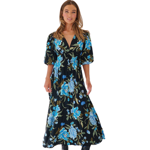 Vestido Maxi con Volantes para Mujer, Vestido Estampado para Vacaciones en la Playa - Product Image 3