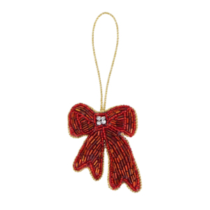 Handmade Inlay Crafted Red <b>Bow</b> Beads and Satin Indian Shelf Bag Charms for Women's Purse Girls Handbag Backpack Shoulder Bag - Product Image 1