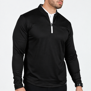 Men Quarter Zip Pullover <b>Long</b> <b>Sleeve</b> Sportswear <b>Stretch</b> Knitted Athletic Custom Logo Golf Training Wear Eco-Friendly Quick Dry - Product Image 4