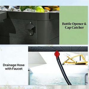 Carrello Frigorifero Nero per Esterni con Ruote per Terrazza e Stoccaggio Refrigerato - Product Image 3
