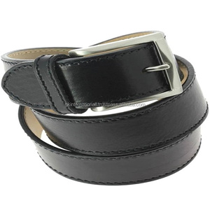 Nuevo cinturón casual de cuero de capa superior de piel de vaca Original negro para hombres con costuras de borde duraderas y hebilla de PIN de latón de níquel - Product Image 4
